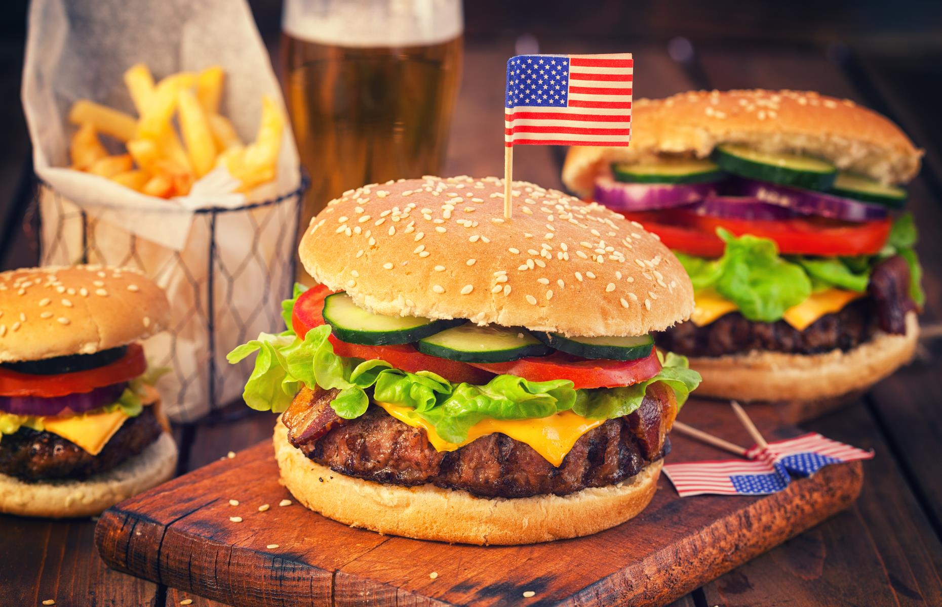 Burgers and fries